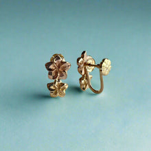 Load image into Gallery viewer, Non-pierced plumeria gold earrings
