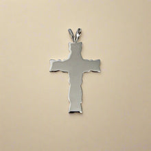 Load image into Gallery viewer, Scalloped Engraved Hawaiian Hibiscus 6mm Cross Pendant in 14K Gold