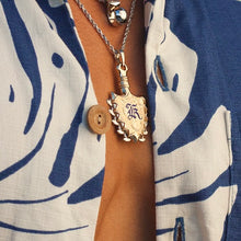 Load image into Gallery viewer, Large Lei O Mano Hawaiian Shark Tooth Weapon with Blue Enamel Initial