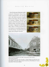 Load image into Gallery viewer, Example of a page from Hawaiian Heirloom Jewelry book with pictures of Fort Street, Honolulu, in the 1890s. Courtesy Hawaii State Archives, Historical Records Branch and "Forget Me Not" ring, made in Honolulu, ca. 1880s. Wedding ring of Katie Rose Sims, Betty Fiddler's grandmother, today a treasured remembrance of the family's past. Courtesy Belty Fiddler. Photo by David Millard.