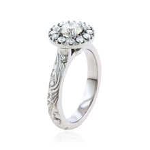 Load image into Gallery viewer, Diamond Engagement ring with Hawaiian Engraving in white gold