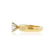 Load image into Gallery viewer, Palau Hibiscus Solitaire Ring with Diamonds & Cubic Zirconia in 14K Yellow Gold in size 6 1/4