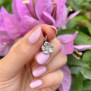 White gold Hawaiian Hibiscus Pendant 