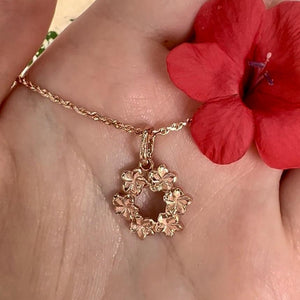 Hawaiian Plumeria Wreath Pendant in 14K Gold