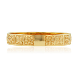 Raised Hawaiian Quilt 12mm "Kuuipo" Bangle Bracelet in 14K Yellow Gold