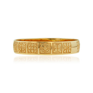 Raised Hawaiian Quilt 12mm "Kuuipo" Bangle Bracelet in 14K Yellow Gold