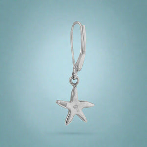 Starfish Dangle Earrings in 14K White Gold