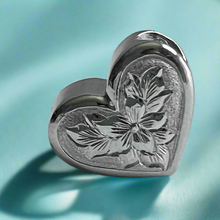 Load image into Gallery viewer, Small Hawaiian Slider Heart Pendant w/ Engraved Flowers [various styles]
