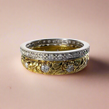 Load image into Gallery viewer, Hawaiian Diamond Ring with plumeria engraving
