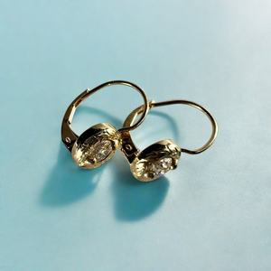 Round Lever Back Hawaiian Diamond Earrings 