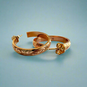 4mm Old English Medium Hoop Earrings with Post in 14K Pink Gold