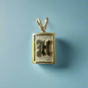 Makana Raised Initial "H" Pendant in 14K Yellow Gold