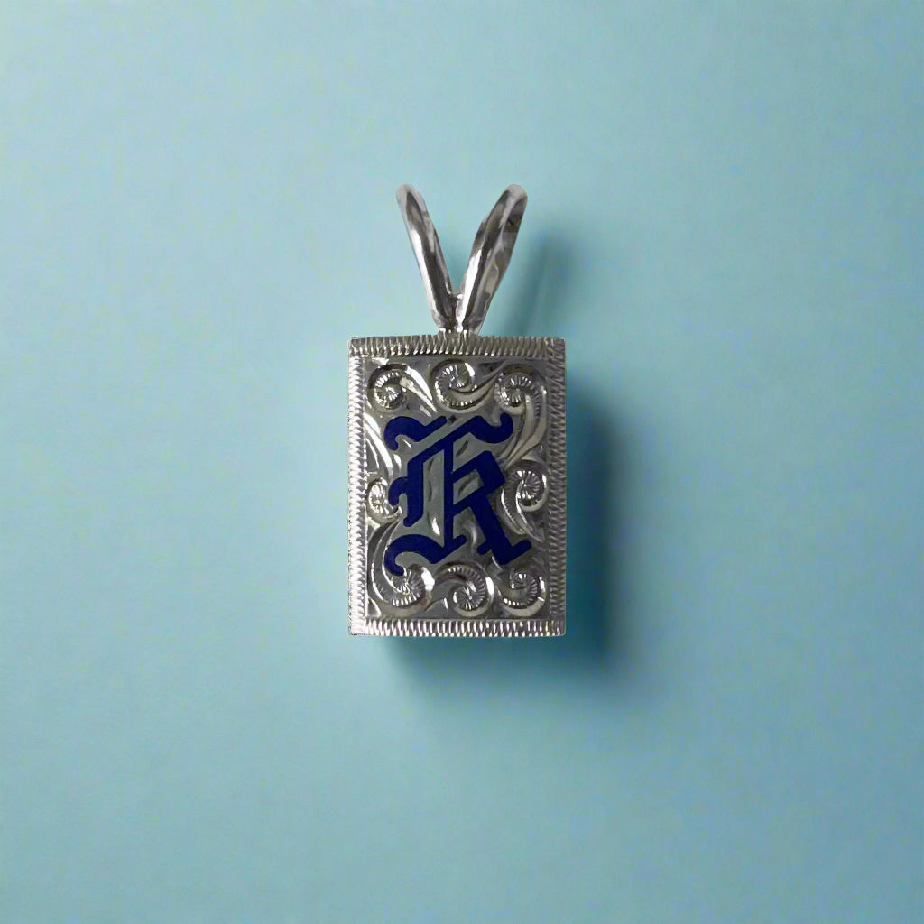 12mm Blue Enamel Initial 