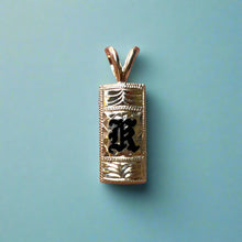 Load image into Gallery viewer, 8mm x 5/8&quot; Enamel  K Initial Pendant in 14K Gold
