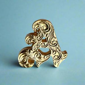 Large Scrolled Letter Initial A Pendant in 14K Yellow Gold