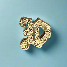 Load image into Gallery viewer, Large Scrolled Letter Initial D Pendant in 14K Yellow Gold
