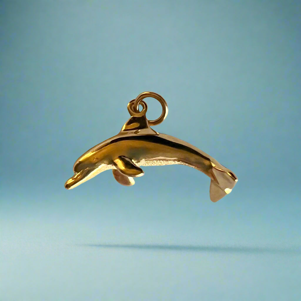 Large Hawaiian Dolphin Pendant in 14K Yellow Gold