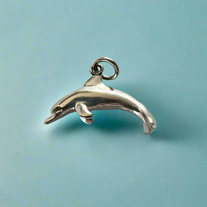 Large Hawaiian Dolphin Pendant in 14K White Gold