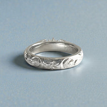 Load image into Gallery viewer, Old English &amp; Hibiscus 4mm French Mount Solitaire Ring with .25ct Diamond in 14K White Gold in size 6
