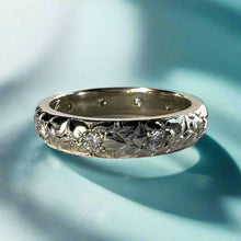 Load image into Gallery viewer, 4mm Hibiscus &amp; Plumeria with Leaves and Diamonds Ring in 14K White Gold
