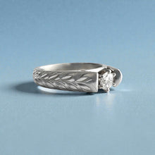 Load image into Gallery viewer, Shiny Maile 4mm French Mount Solitaire Ring with .23ct Diamond in 14K White Gold in size 6 5/8
