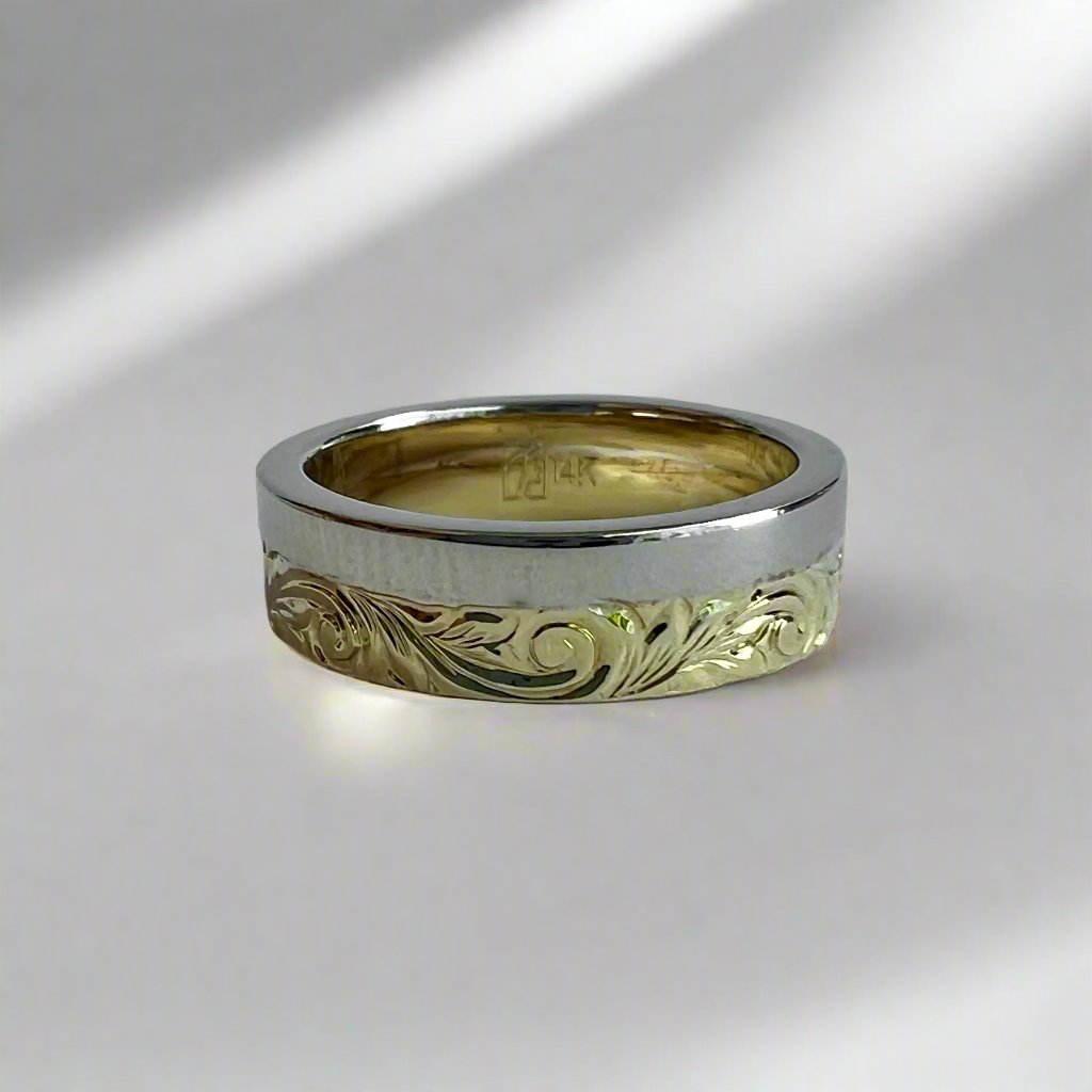 Alu Like 5mm Ring in 14K Green and White Gold