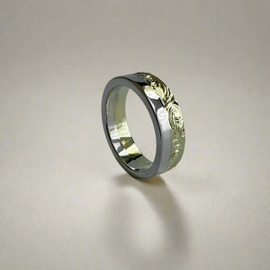 Alu Like 5mm Ring in 14K Green and White Gold