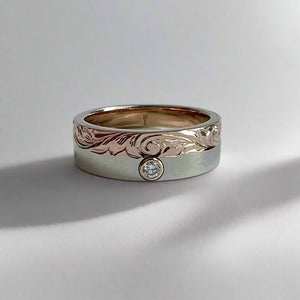 Alu Like 6mm Ring with  Diamond in 14K Gold