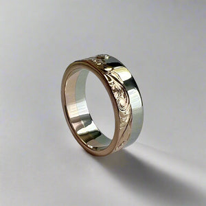 Alu Like 6mm Ring with  Diamond in 14K Gold