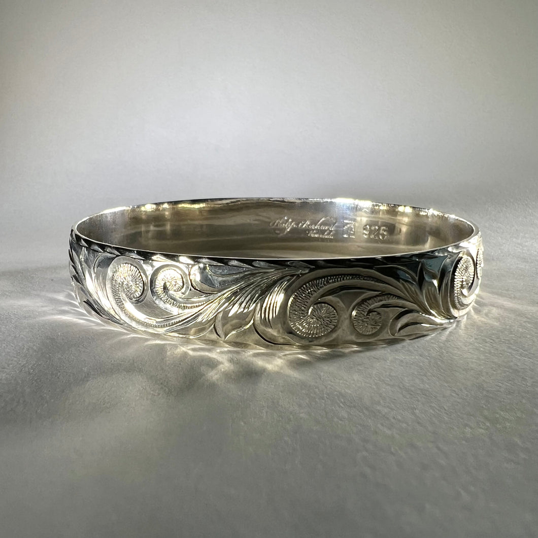 Hawaiian 12mm Old English Sterling Silver Bracelet