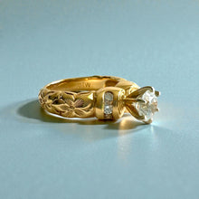 Load image into Gallery viewer, Kaimana Hibiscus Ring with  6.4mm ubic Zirconia &amp; Diamonds in 14K Yellow Gold in size 8 
