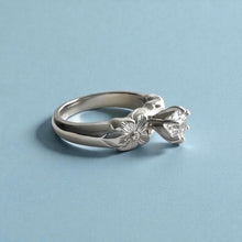 Load image into Gallery viewer, Mauloa Tapered 6mm Hibiscus Ring with 5.4mm Cubic Zirconia in 14K White Gold in size 6 3/4
