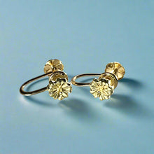 Load image into Gallery viewer, Non-pierced Baby Hibiscus Screw Back Earrings in 14K Gold
