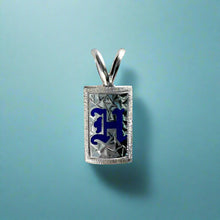 Load image into Gallery viewer, 8mm x 1/2&quot; Hawaiian Enamel Initial Pendant in 14K White Gold 
