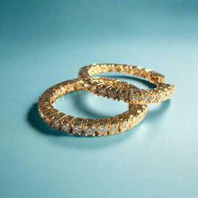 Load image into Gallery viewer, Round Hoop Diamond Earrings in 18K Yellow Gold
