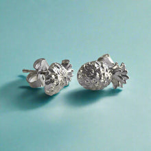 Load image into Gallery viewer, Hawaiian Pineapple Earrings with Post in 14K White Gold
