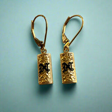 Load image into Gallery viewer, 6mm Initial &quot;N&quot; Lever Back Earrings in 14K Yellow Gold
