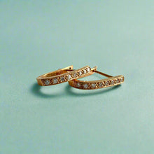 Load image into Gallery viewer, Oval Diamond Hoop Earrings in 18K Yellow Gold
