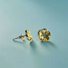 Load image into Gallery viewer, Medium Hibiscus Pierced Earrings with Diamonds
