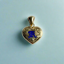 Load image into Gallery viewer, Medium Heart Pendant with scroll engraving and Millennium initial &quot;K&quot;
