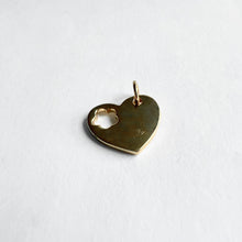 Load image into Gallery viewer, Medium Flat Heart Pendant with Flower Cutout in 14K Yellow Gold
