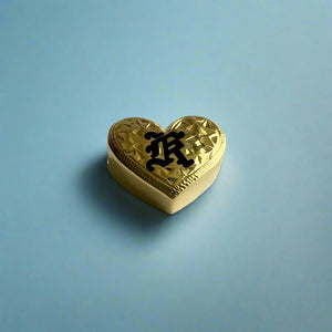 Slider Heart Pendant with  initial "K" in 14K Gold