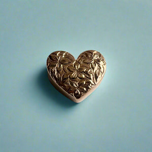 Medium Slider Heart Pendant with Hibiscus Flowers in 14K Pink Gold