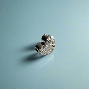 Small Slider Heart Pendant with Hibiscus Flowers in 14K White Gold