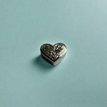 Load image into Gallery viewer, Small Slider Heart Pendant w/ Hibiscus &amp; Leaves in 14K White Gold
