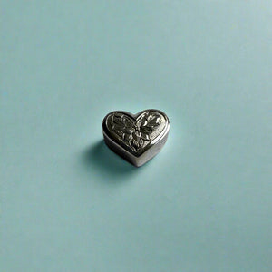 Small Slider Heart Pendant w/ Hibiscus & Leaves in 14K White Gold