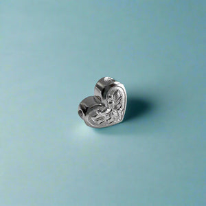 Small Slider Heart Pendant w/ Hibiscus & Leaves in 14K White Gold