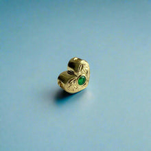 Load image into Gallery viewer, Small Slider Heart Pendant w/ Emerald in 14K Green Gold
