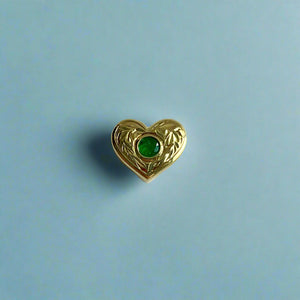 Small Slider Heart Pendant w/ Emerald in 14K Green Gold