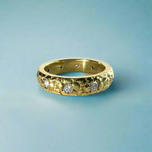 Load image into Gallery viewer, Plumeria w/Leaves &amp; Diamonds 4mm Ring in 14K Green Gold
